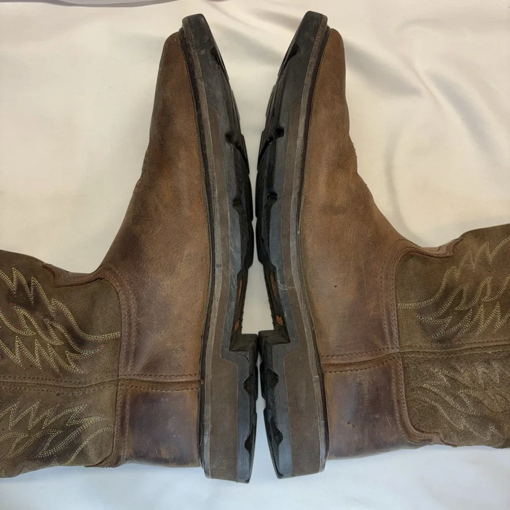 Ariat Boots Mens Size 11 D Groundbreaker Steel Toe Work Brown Leather Pull On